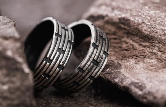 Men's designer rings available from Moon Behind the Hill