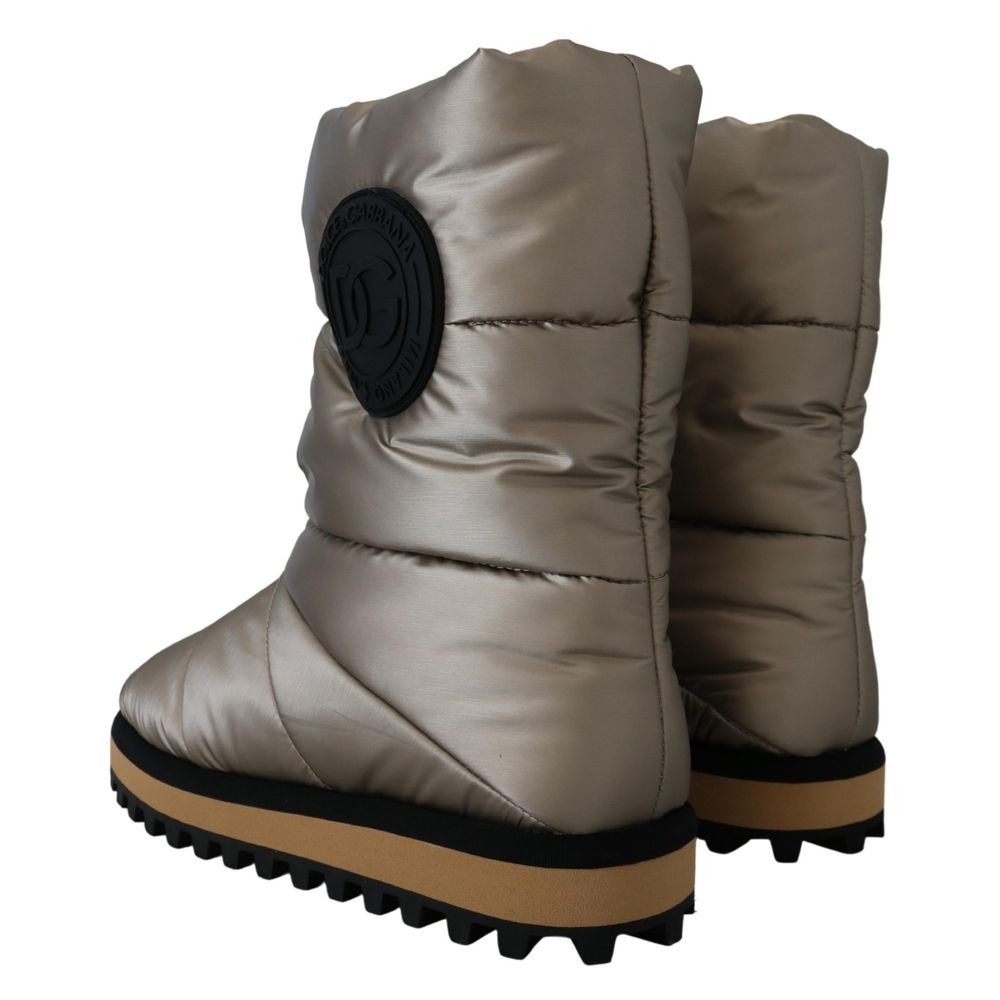 Dolce & Gabbana Men's Calf Leather & Nylon Ankle Mid-Calf Boots - Silver