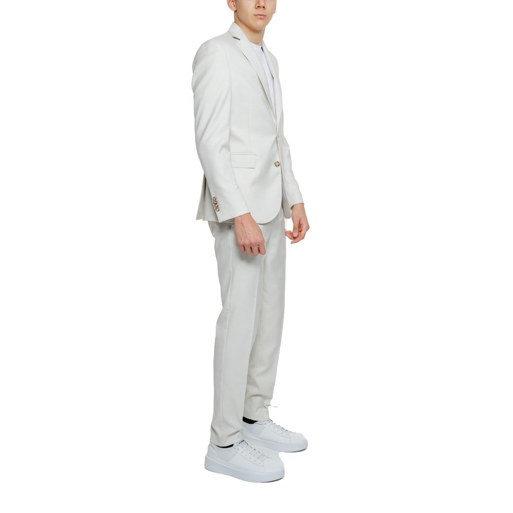 Mulish Men's Slim Two-Piece Stretch Viscose Polyester Pant Suit - Beige