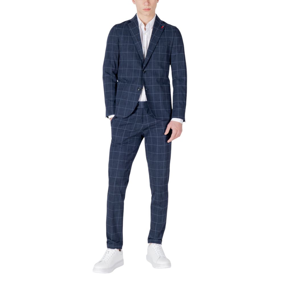 Mulish Men's Two-Piece Stretch Cotton & Leather Pant Suit - Blue