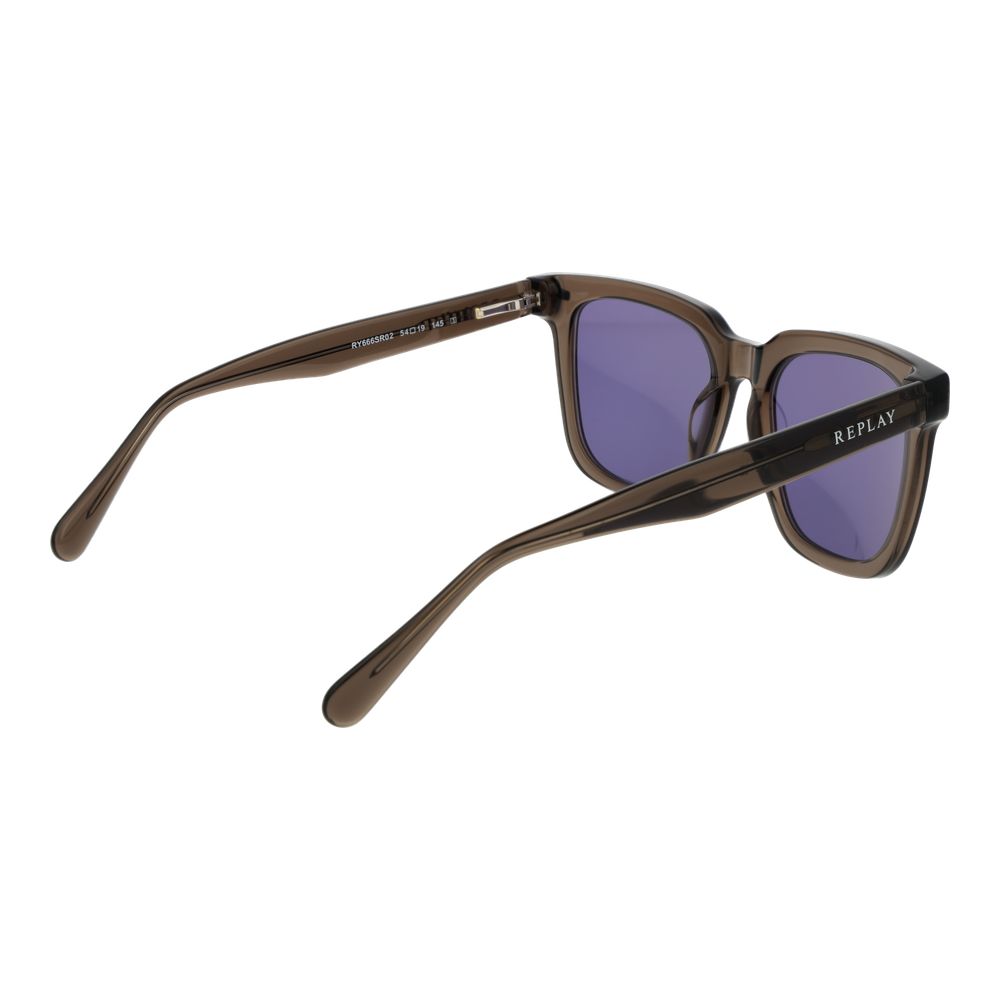 Replay Square Non-Polarized Dark-Tint Plastic Sunglasses - Brown