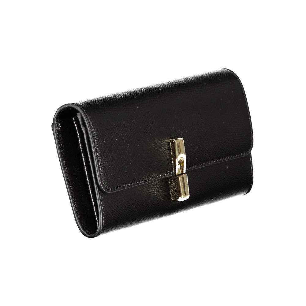 Cardholder Wallet by Furla for women in leather black & signature features a streamlined silhouette, showcasing the streamlined Continental Iride Leather Cardholder Wallet design with sophisticated card-organization coin-purse for a premium look.