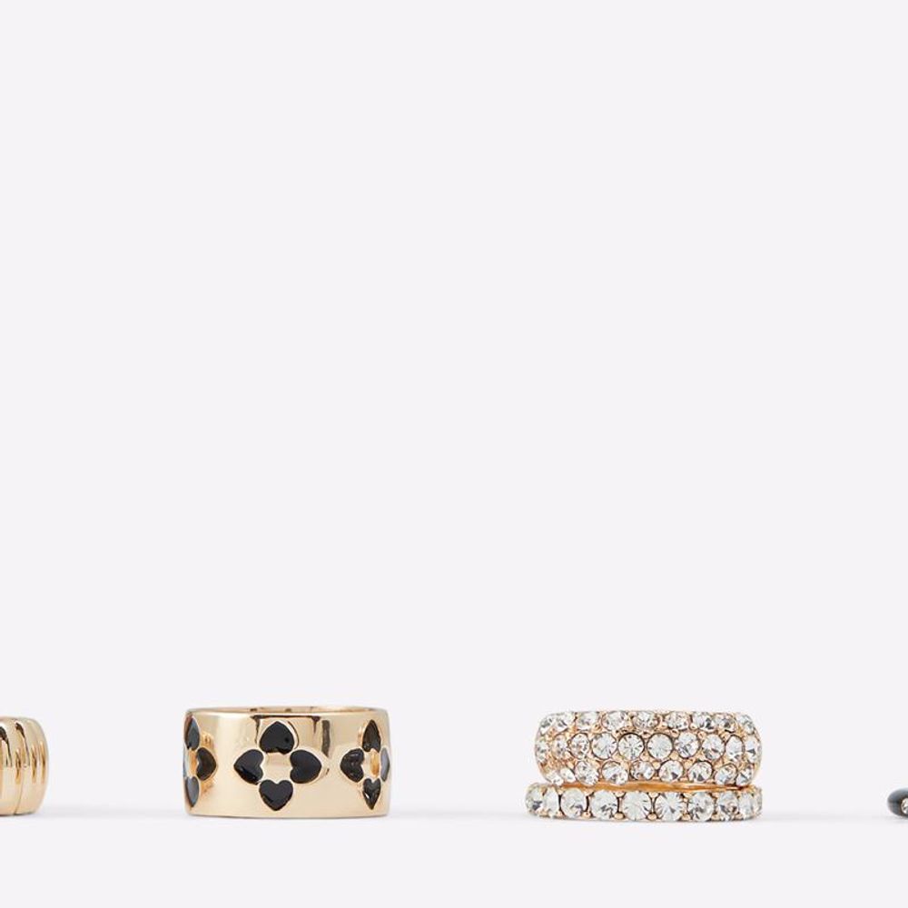 ALDO Women's Gold Brass & Elastane Ring - Black Gold Multicolor
