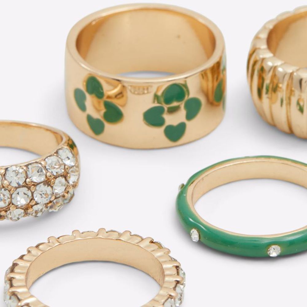 ALDO Women's Brass & Elastane Ring - Dark Green
