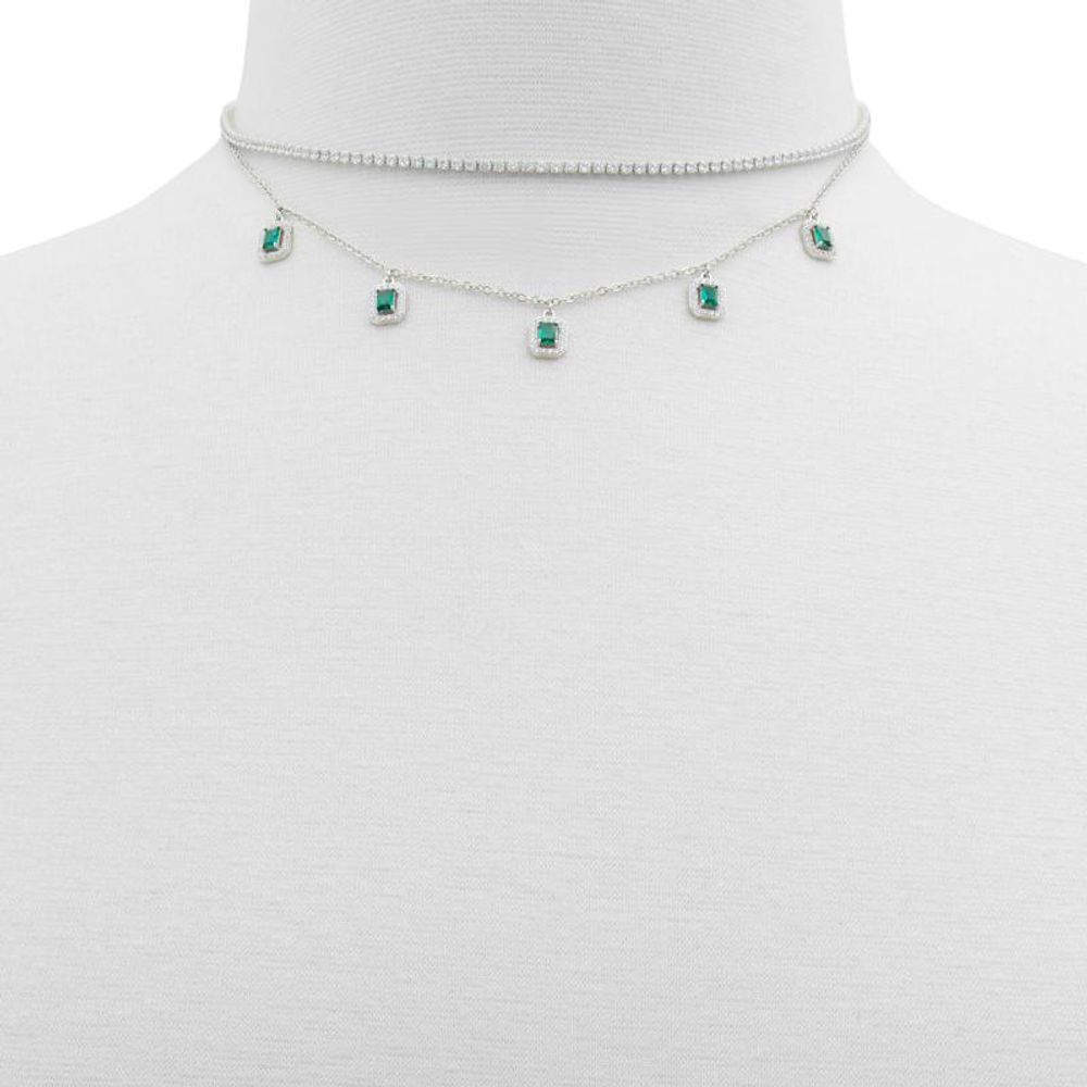 ALDO Women's Stainless Steel & Cubic Zirconia Necklace - Dark Green