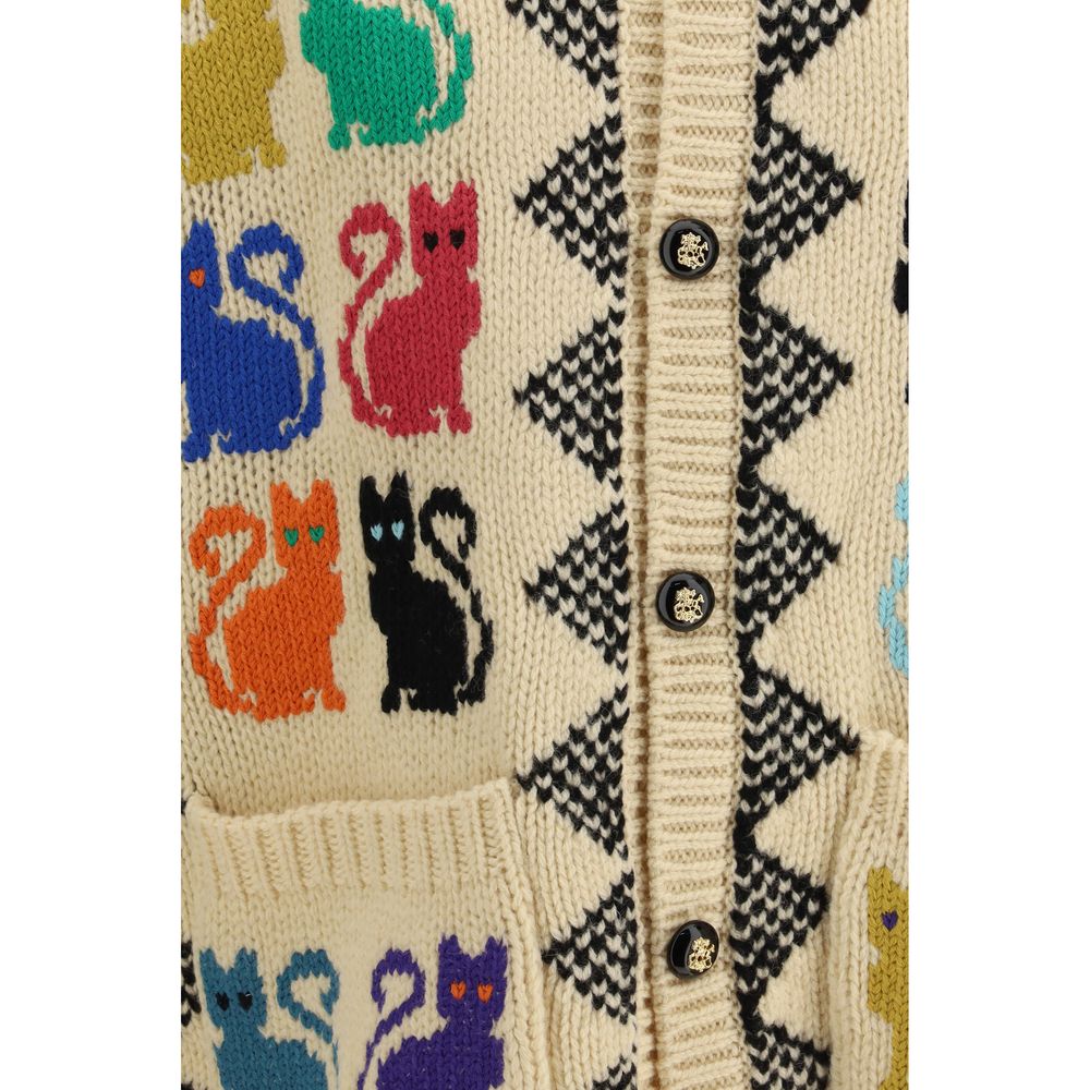 Valentino Garavani Men's Oversized Wool Cardigan - Multicolor Jacquard