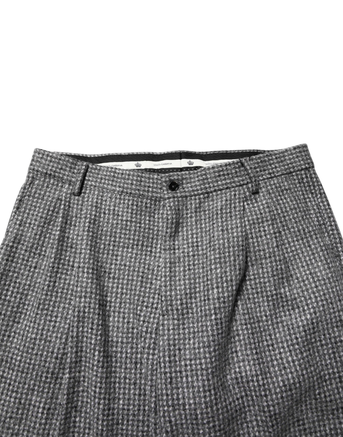 Dolce & Gabbana Men's Straight Regular Fit Nylon Viscose & Alpaca Wool Trousers - Gray Houndstooth