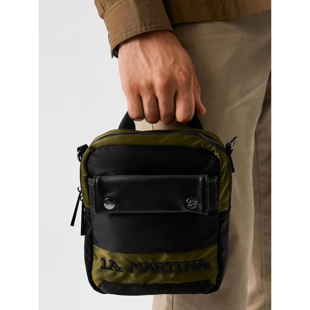 La Martina Polyester Polyurethane & Denim Crossbody Messenger Bag - Bicolour Green