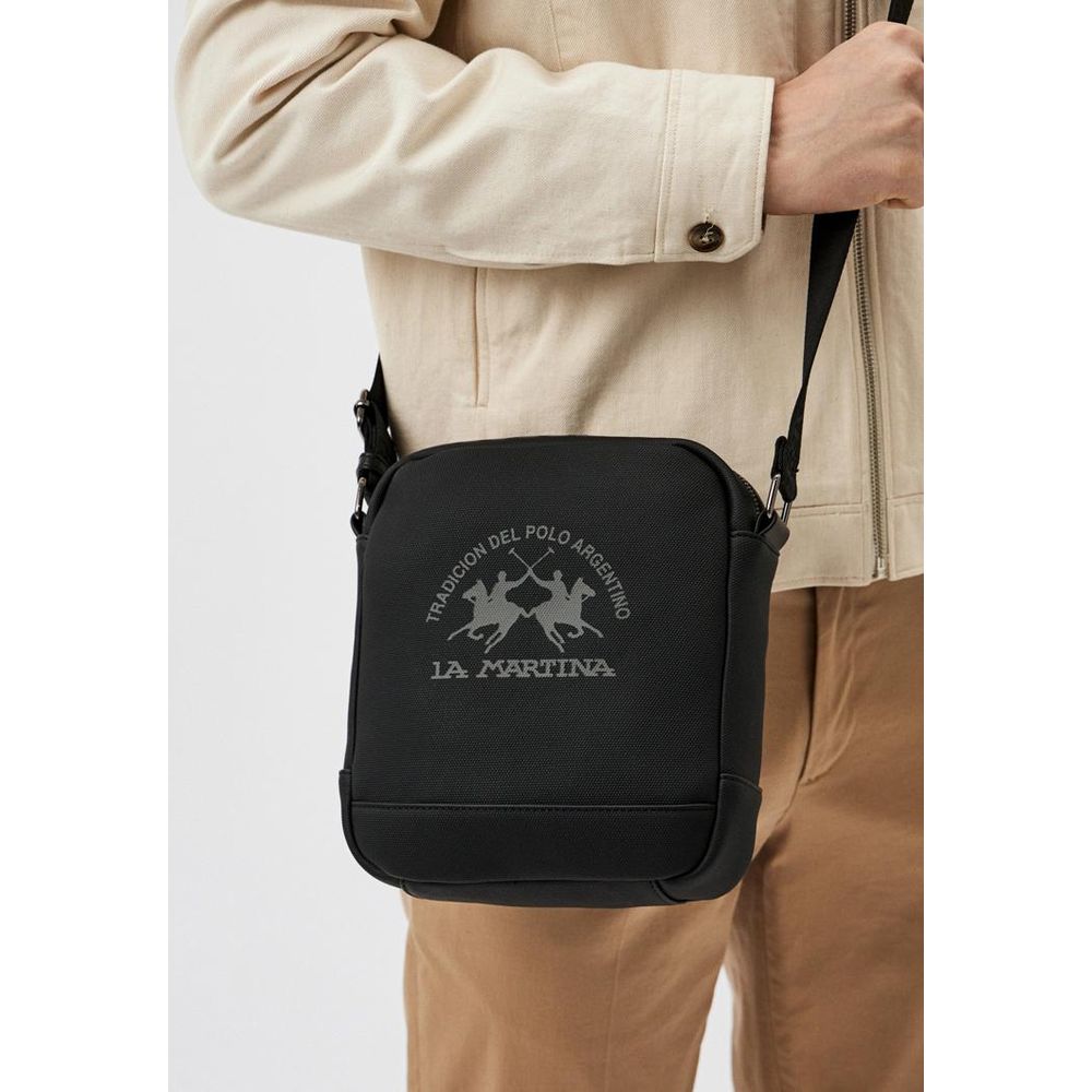 La Martina Polyamide & Polyurethane Crossbody Messenger Bag - Black