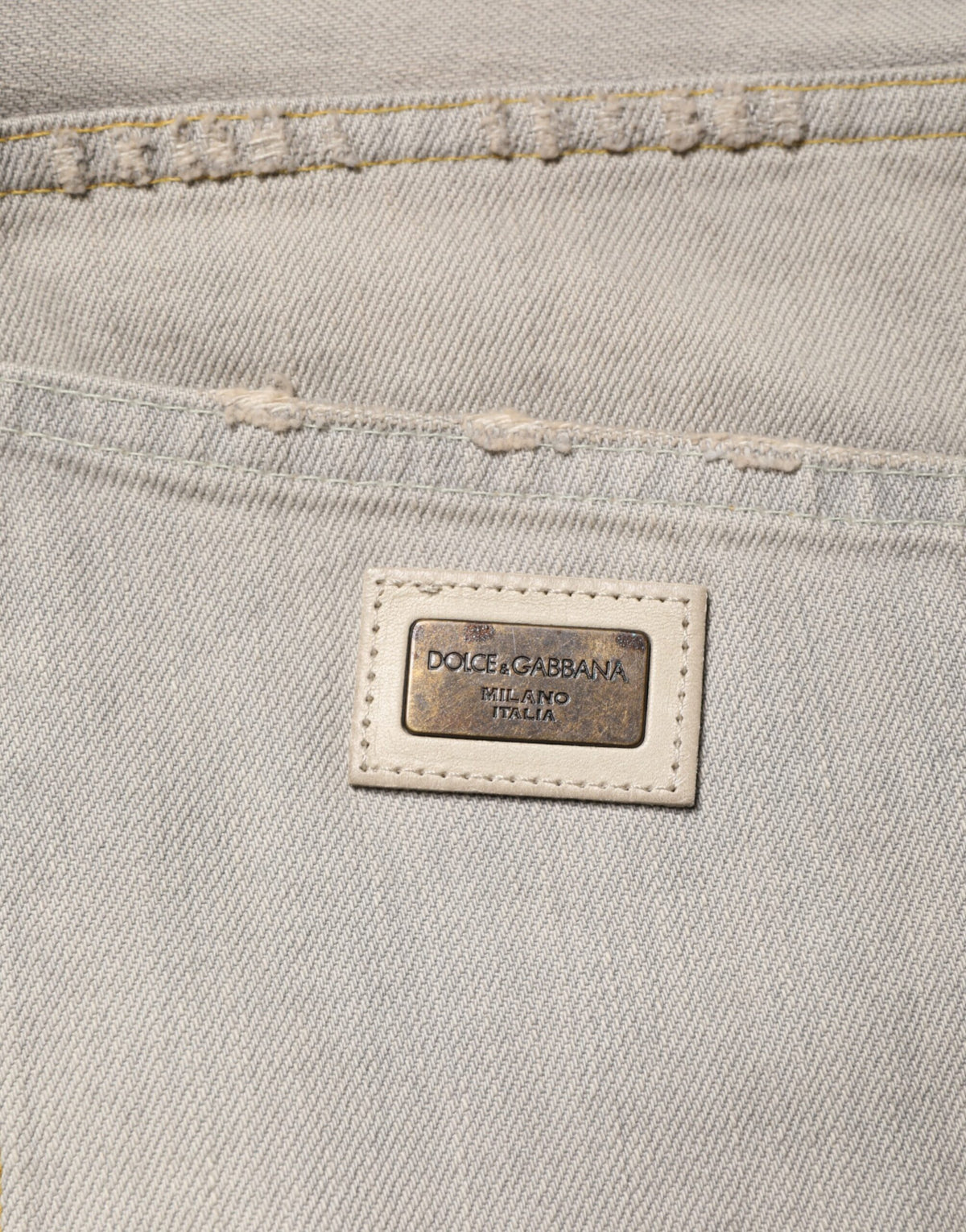 Dolce & Gabbana Men's Straight Leg Regular Fit Denim Cotton Jeans - Gray Light Grey Signature