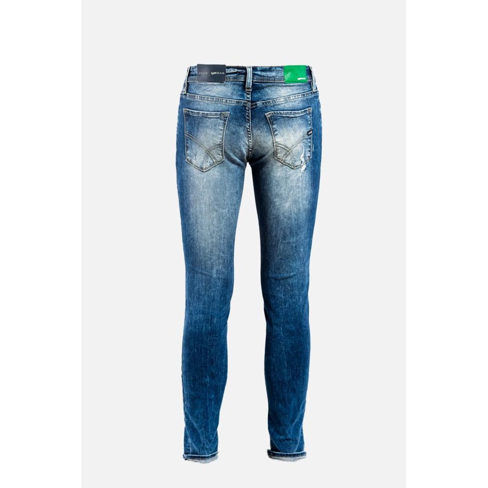 Gas Men's Relaxed Fit Stretch Denim Cotton Jeans - Blue