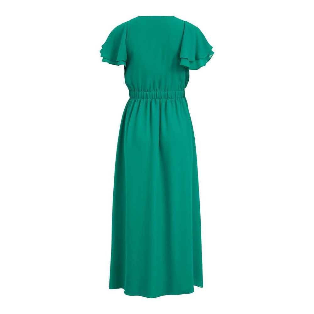 Vila Clothes Women's Short-Sleeve Polyester Dress - Bicolour Green Patterned