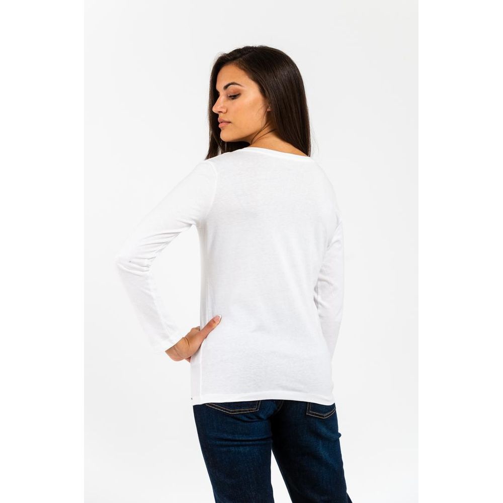 Gas Crisp Women's Long-Sleeve Cotton T-Shirt - White