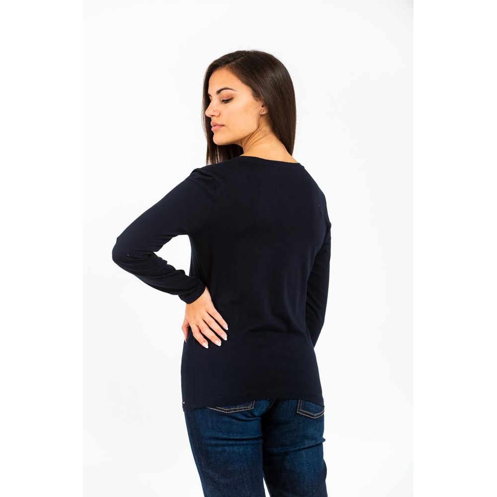 Gas Women's Relaxed Fit Long-Sleeve Cotton T-Shirt - Navy
