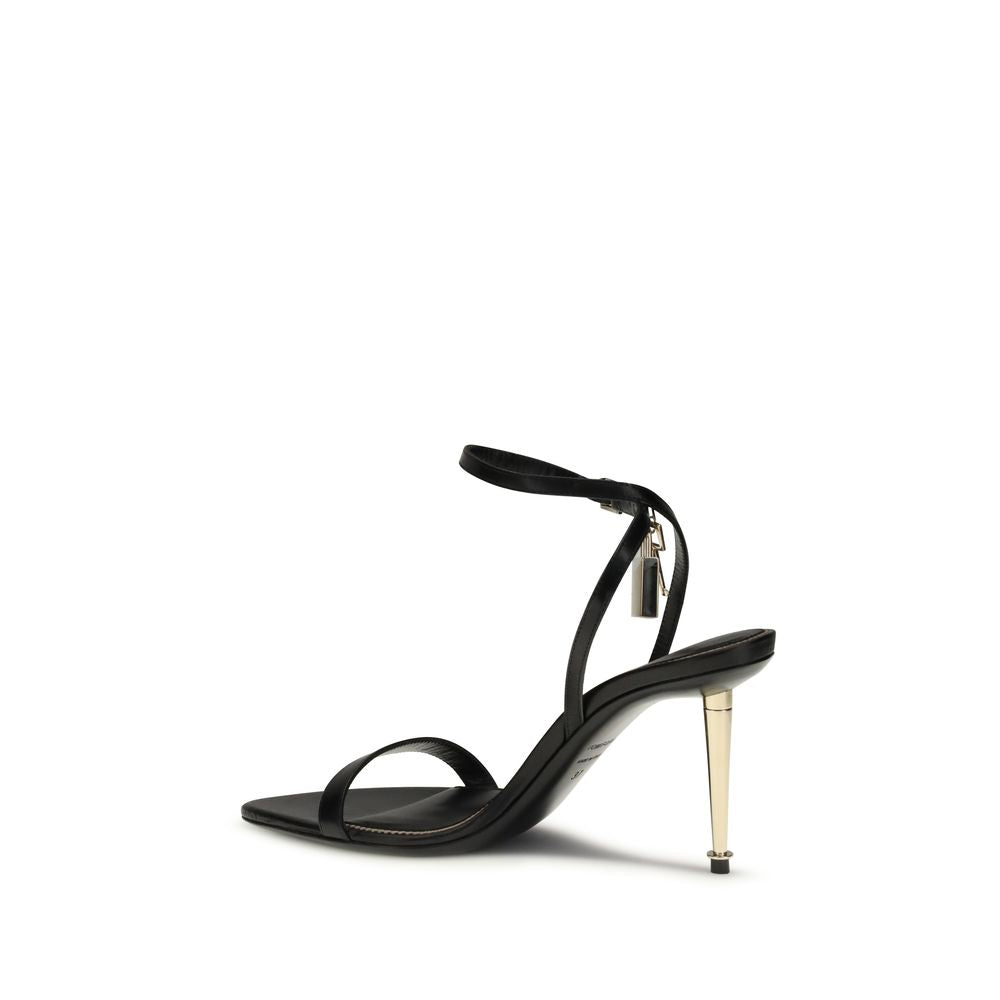 Tom Ford Women's Goatskin Leather Stiletto Ankle Strap Sandals - Black Signature