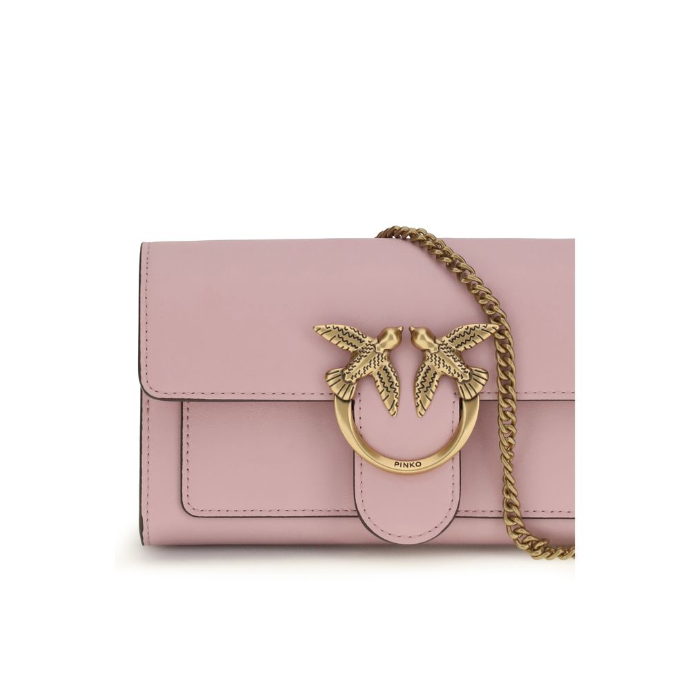 PINKO Love Birds One Bos Taurus Calfskin Leather Shoulder Bag - Multicolor Monogram