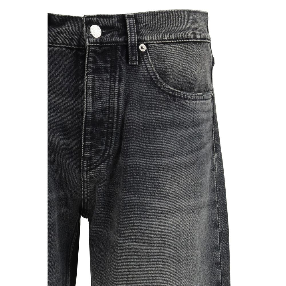 Sunflower Men's Relaxed Fit Wide Oversized Cotton Denim Twill Jeans - Black Signature