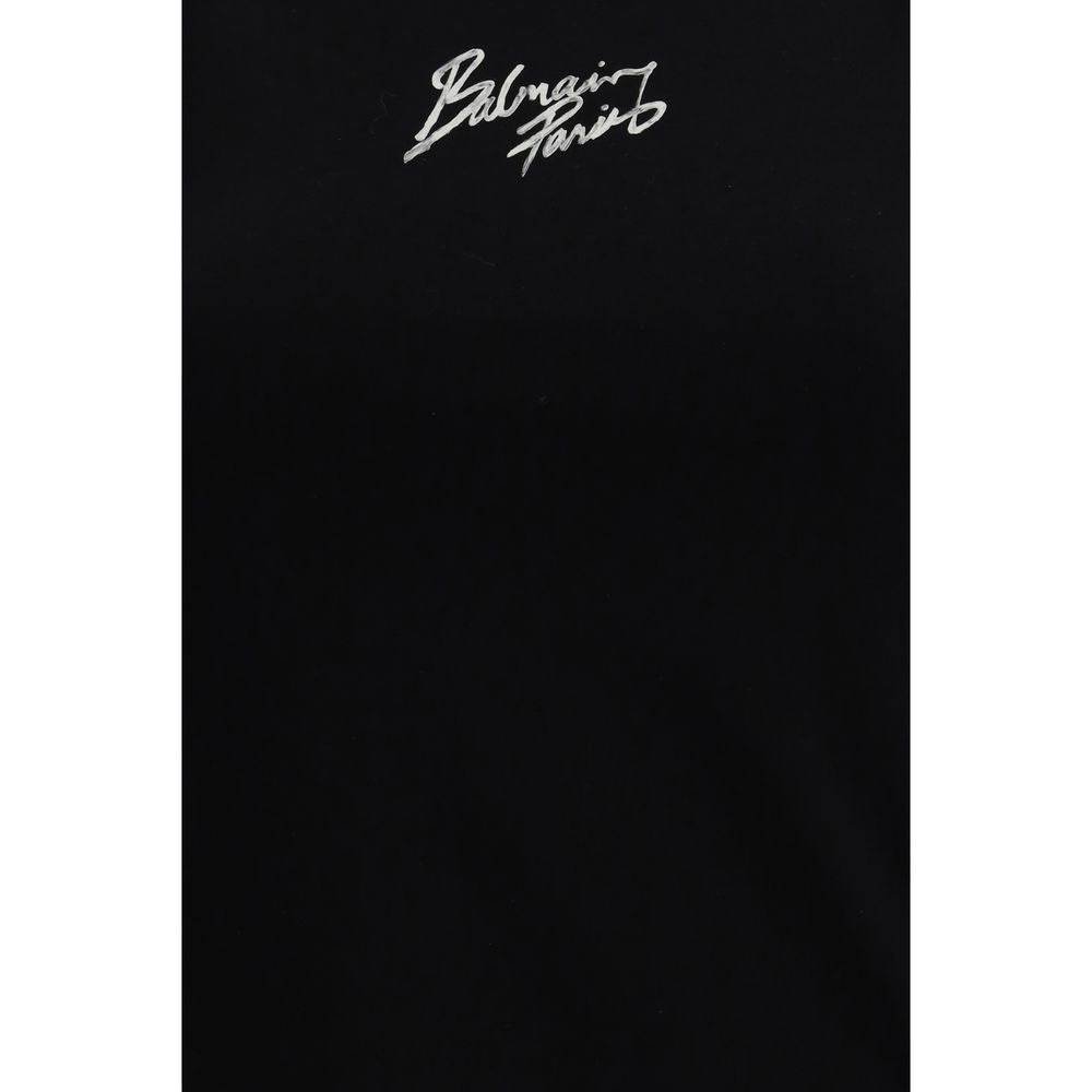 Activewear T-Shirt by Balmain for women in cotton black & print features a sporty silhouette with and , showcasing innovative for a sporty finish.