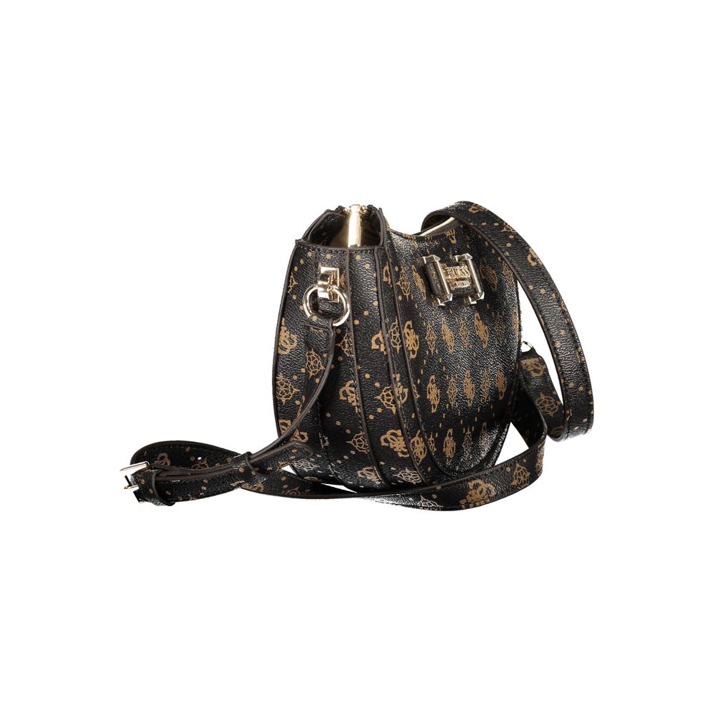 This Handbag by Guess Jeans for women in polyurethane and brown presents a sculptural silhouette featuring a secure zipper, ample internal-pockets, and versatile shoulder-strap & adjustable-strap for a sculptural finish.