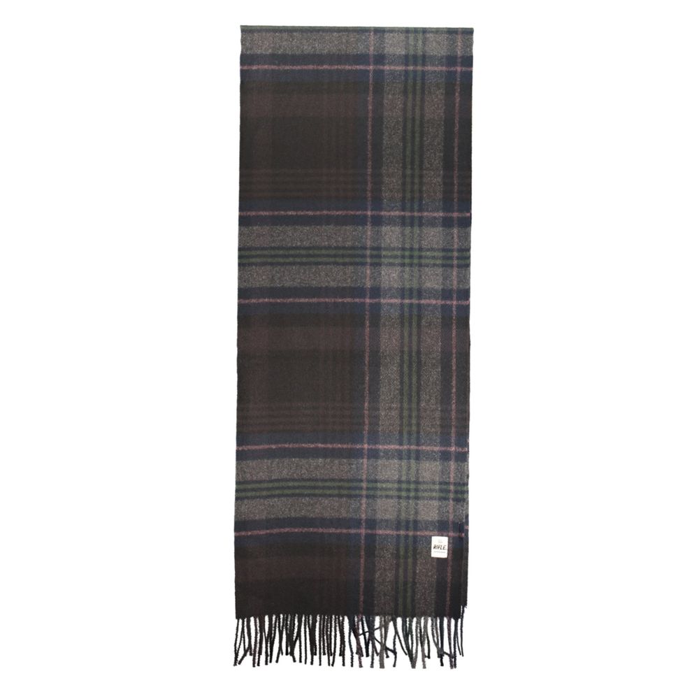 Scarf by Rifle for men in polyester & viscose black, patterned & tartan features a something went wrong. try again. silhouette, perfectly showcasing the elegant drape and premium finish of the Polyester & Viscose Scarf.