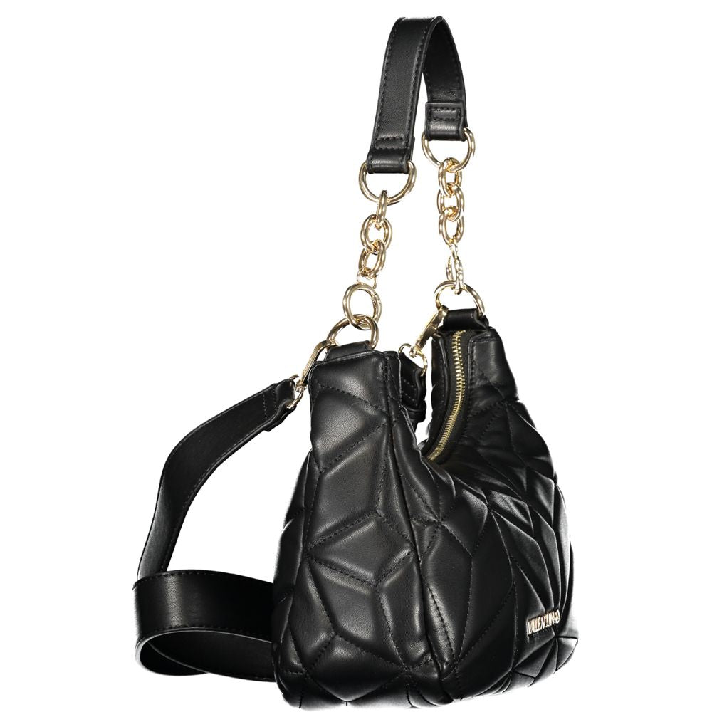 This Evening Handbag by Mario Valentino for women in polyurethane and black presents a sculptural silhouette featuring a secure zipper, ample , and versatile adjustable-strap & handle for a sculptural finish.