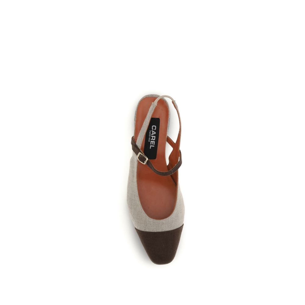 Carel Paris Women's Bos Taurus Calf Leather & Cotton Canvas Ballet Slingback Flat Shoes - Beige