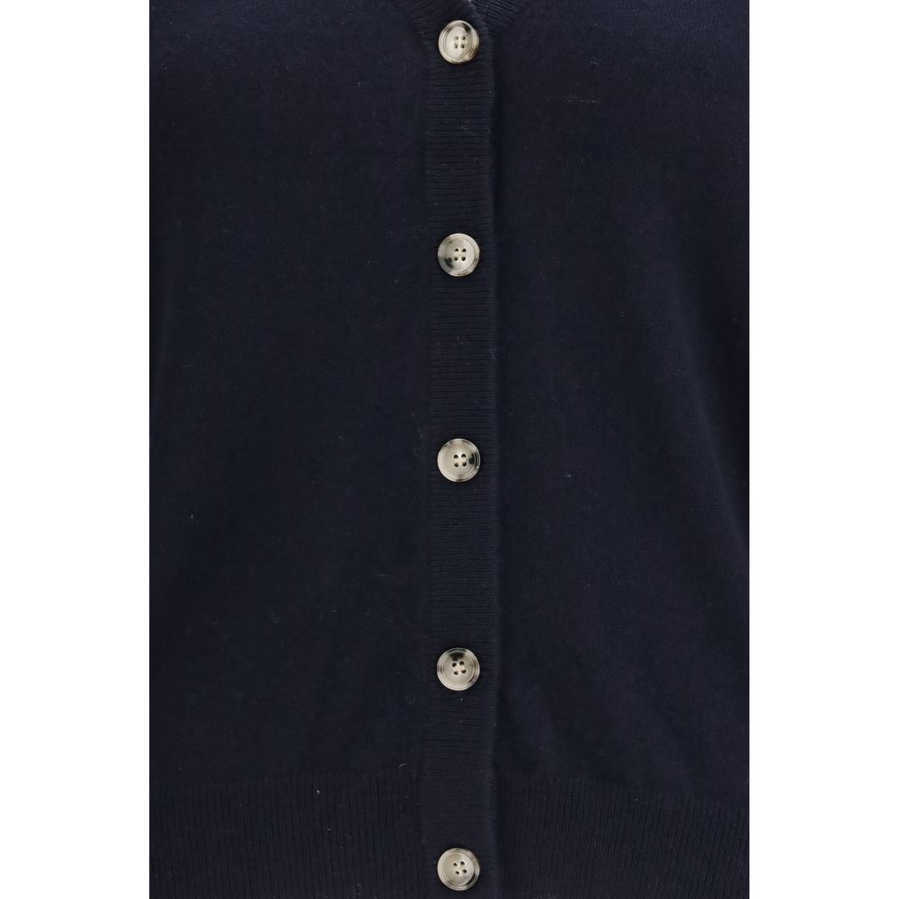 Allude Women's Regular Fit V Neck Cashmere Cardigan - Blue