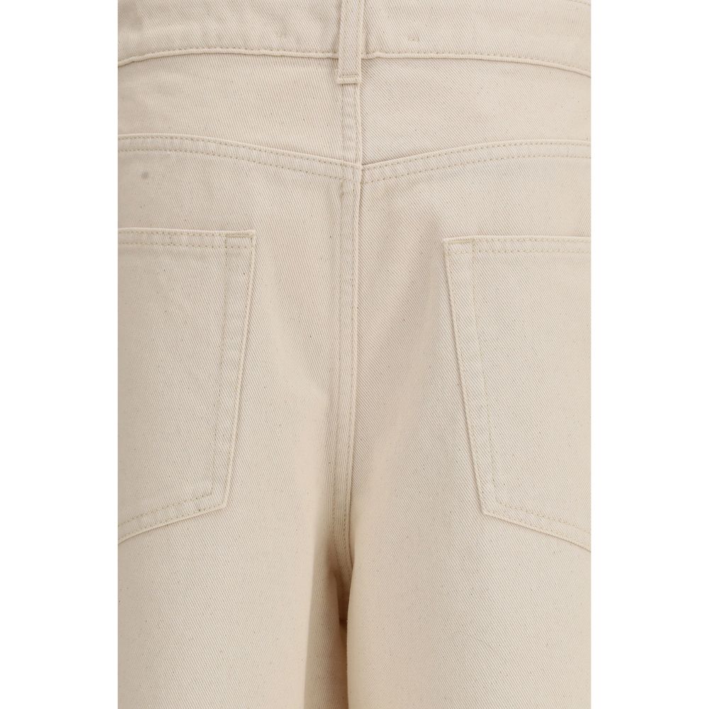 Rohe Women's Relaxed Fit Wide Oversized Low Rise Denim Cotton Jeans - Beige Blue