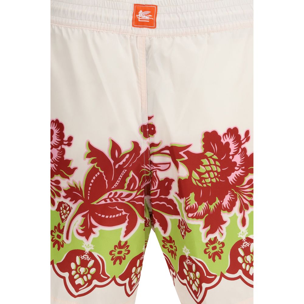 Etro Pegaso Men's Polyester Swim Shorts - Multicolor Floral Signature Print