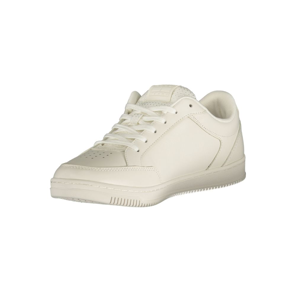 Athletic Sneakers by Tommy Hilfiger for men in polyester polyurethane leather white showcases an impeccable silhouette, defined by an impeccable athletic style design that perfectly captures the essence of the Men's Athletic Polyester Polyurethane Leather Sneakers.