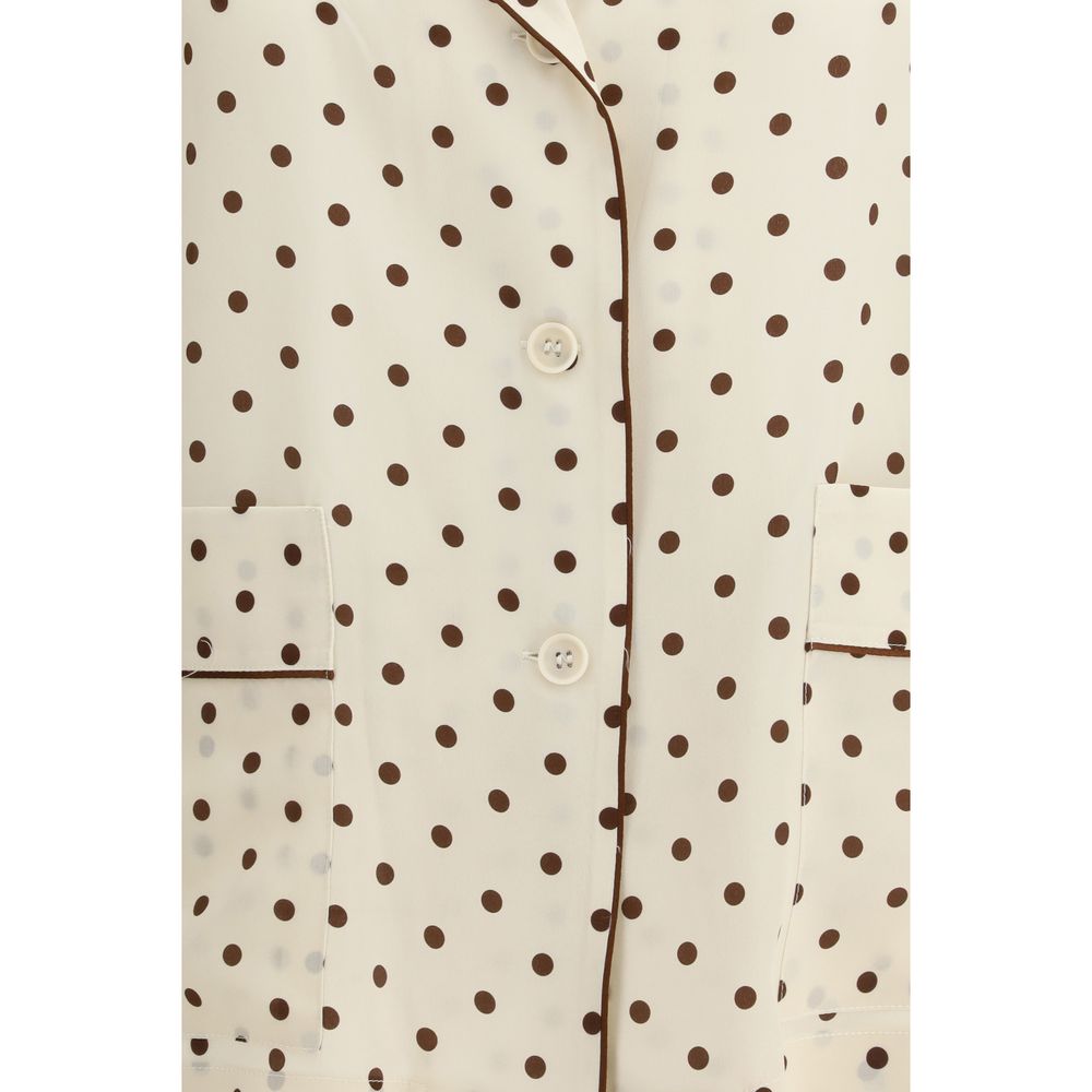 P.A.R.O.S.H. Women's Regular Fit Long-Sleeve Silk Shirt - Beige Patterned