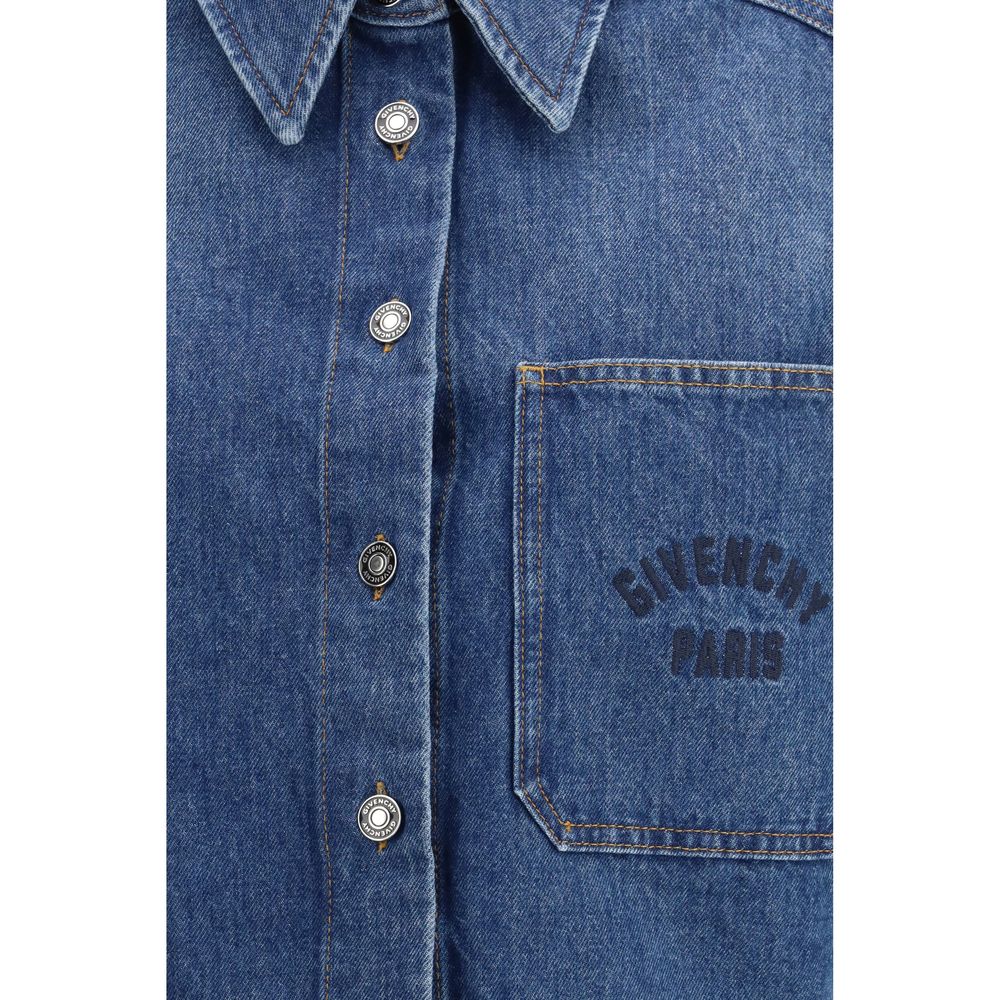 Shirt by Givenchy for women in denim cotton blue & signature features an architectural silhouette with a refined and elegant for a architectural look.