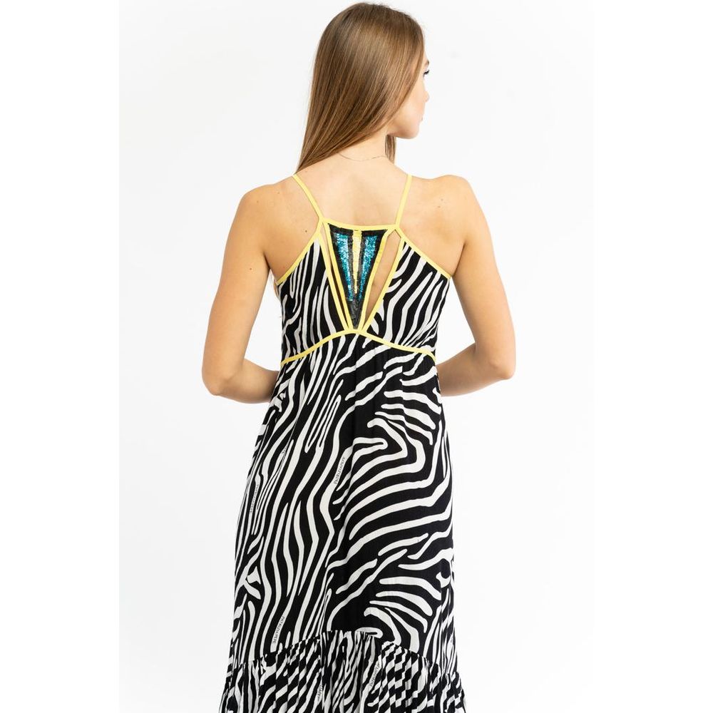 Patrizia Pepe Women's Sleeveless Viscose Midi Dress - Black Patterned