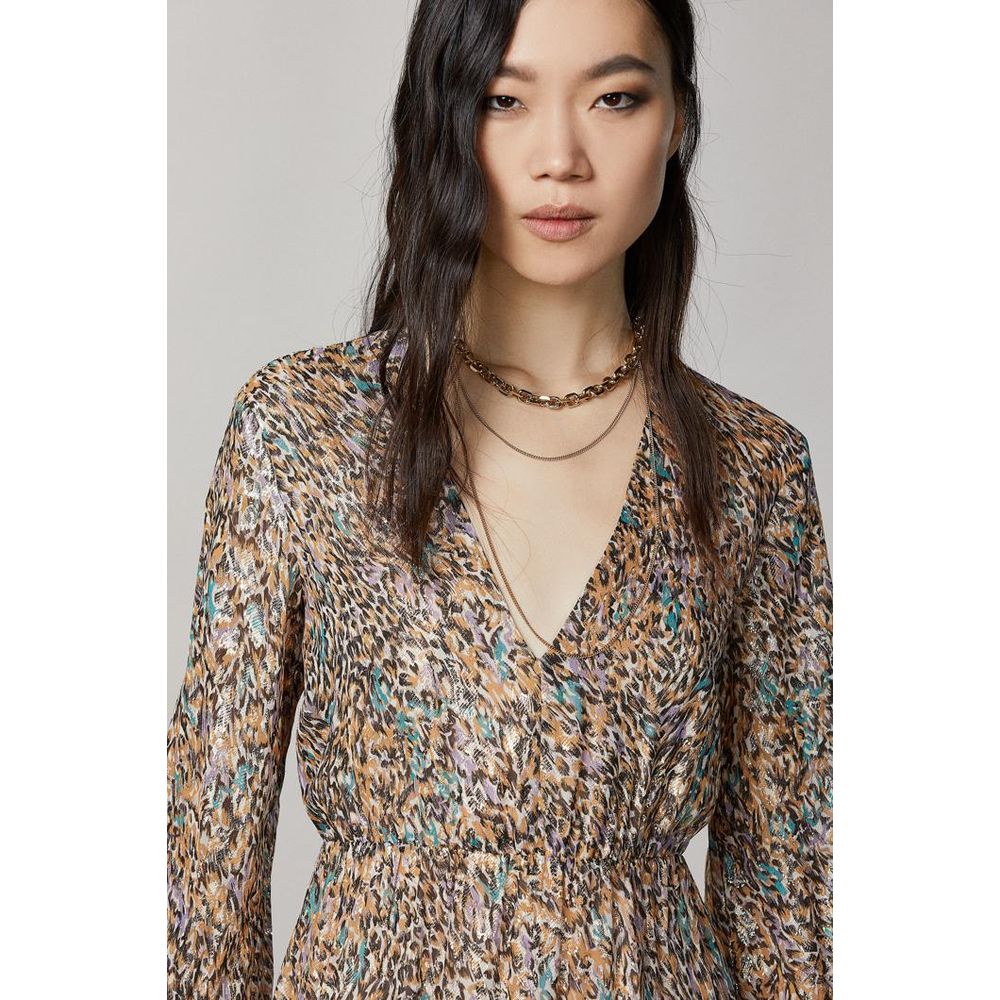 Patrizia Pepe Women's Gown Silk Long Dress - Gold Patterned Print