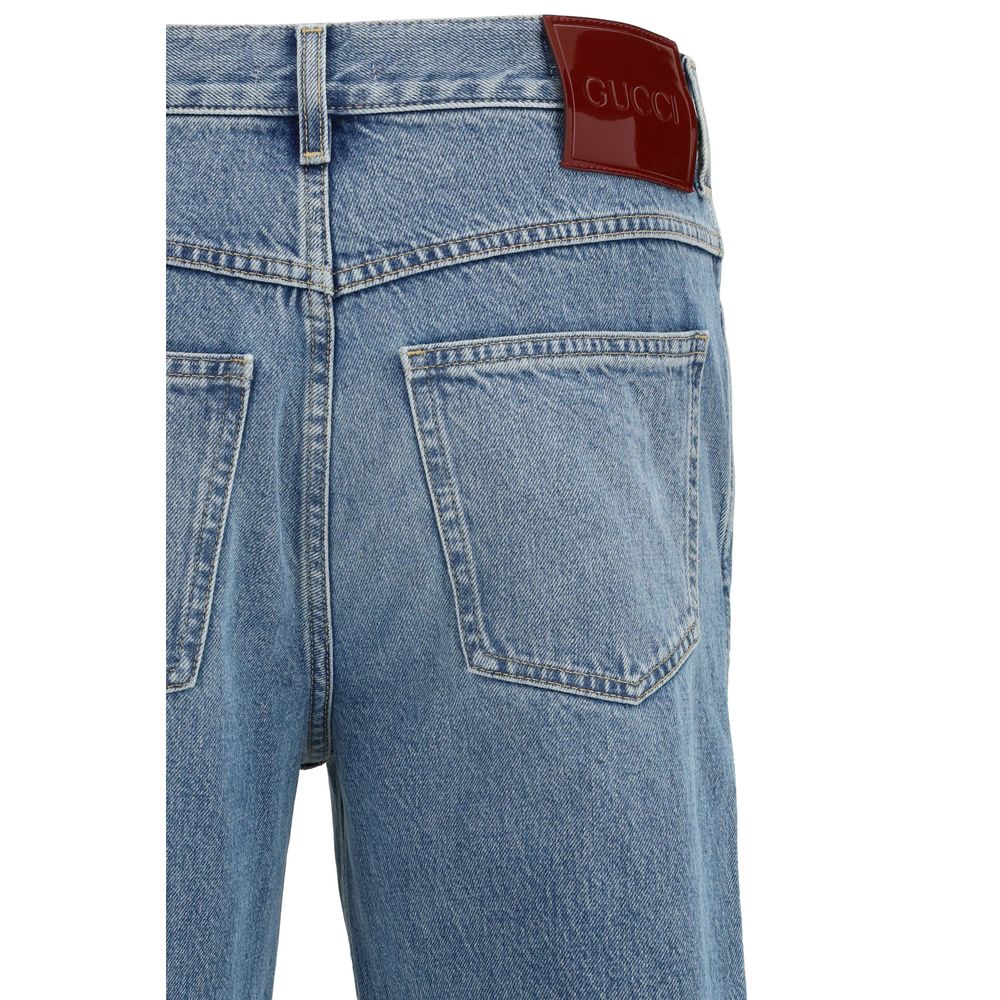 Gucci Men's Regular Fit Slim Denim Cotton Jeans - Light Blue