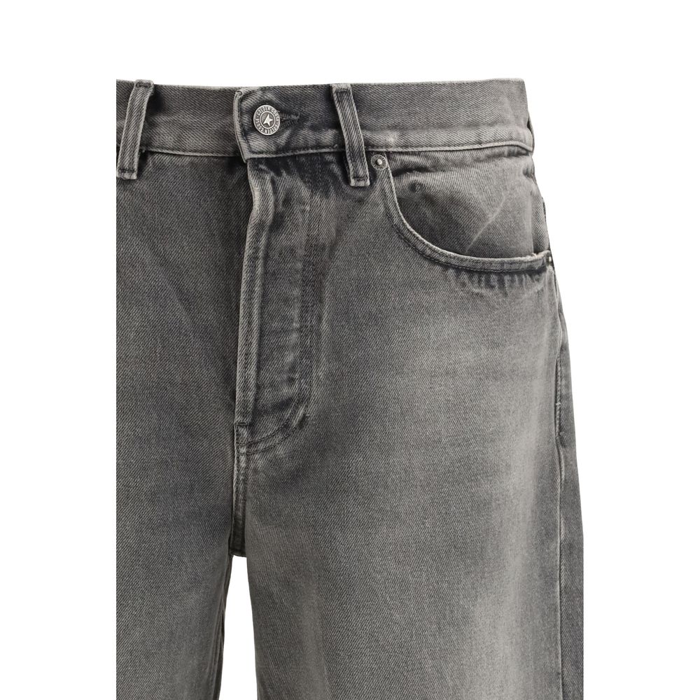 Golden Goose Parker Men's Relaxed Fit Wide Oversized Denim Cotton Jeans - Gray