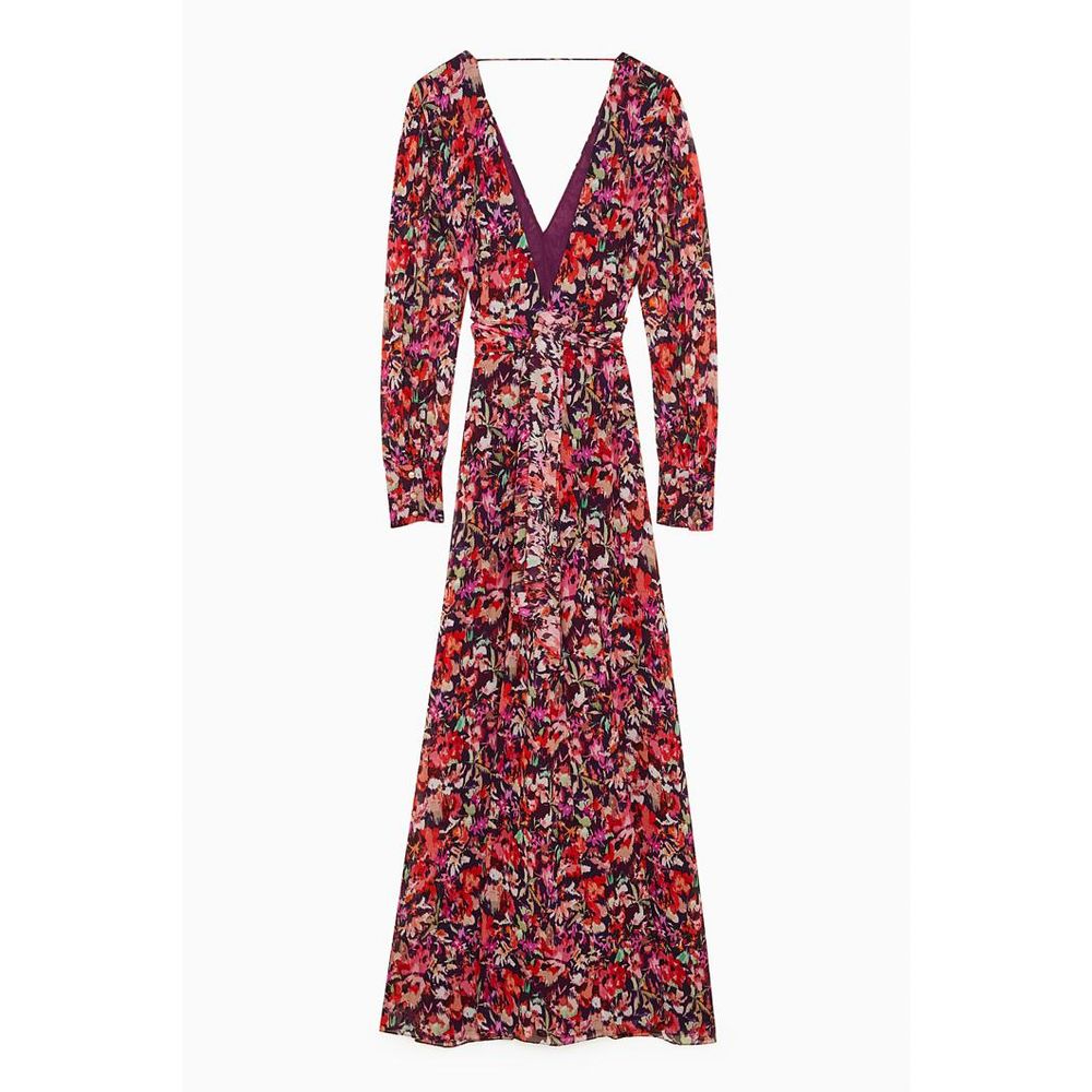 Patrizia Pepe Women's Long-Sleeve Viscose Long Dress - Red Patterned