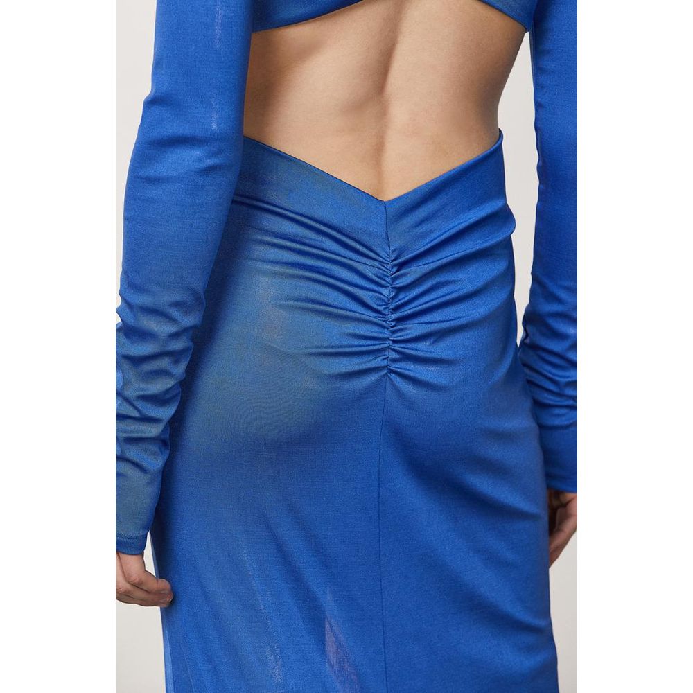 Patrizia Pepe Ray Women's Long-Sleeve Stretch Polyester Long Dress - Blue