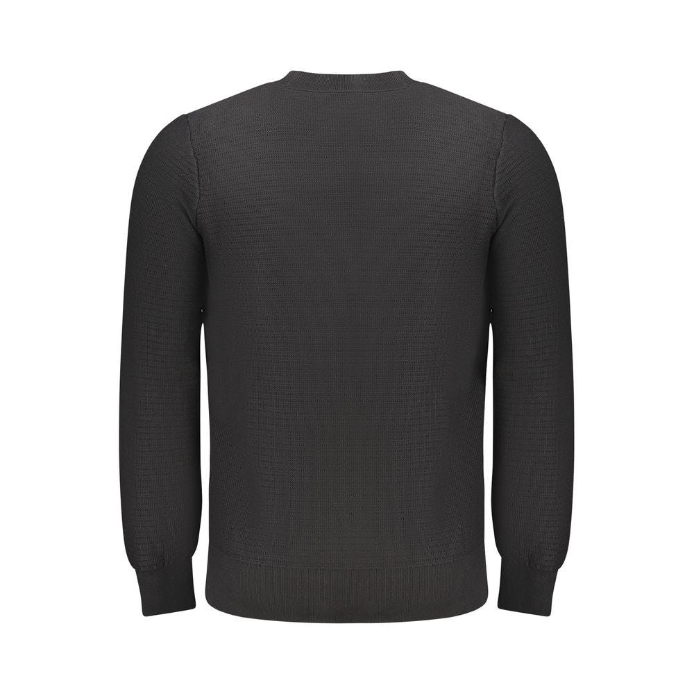 Sweatshirt by Hugo Boss for men in cashmere cotton blend black showcases a slouchy chic silhouette, artfully detailed with a slouchy chic and for a slouchy chic finish.