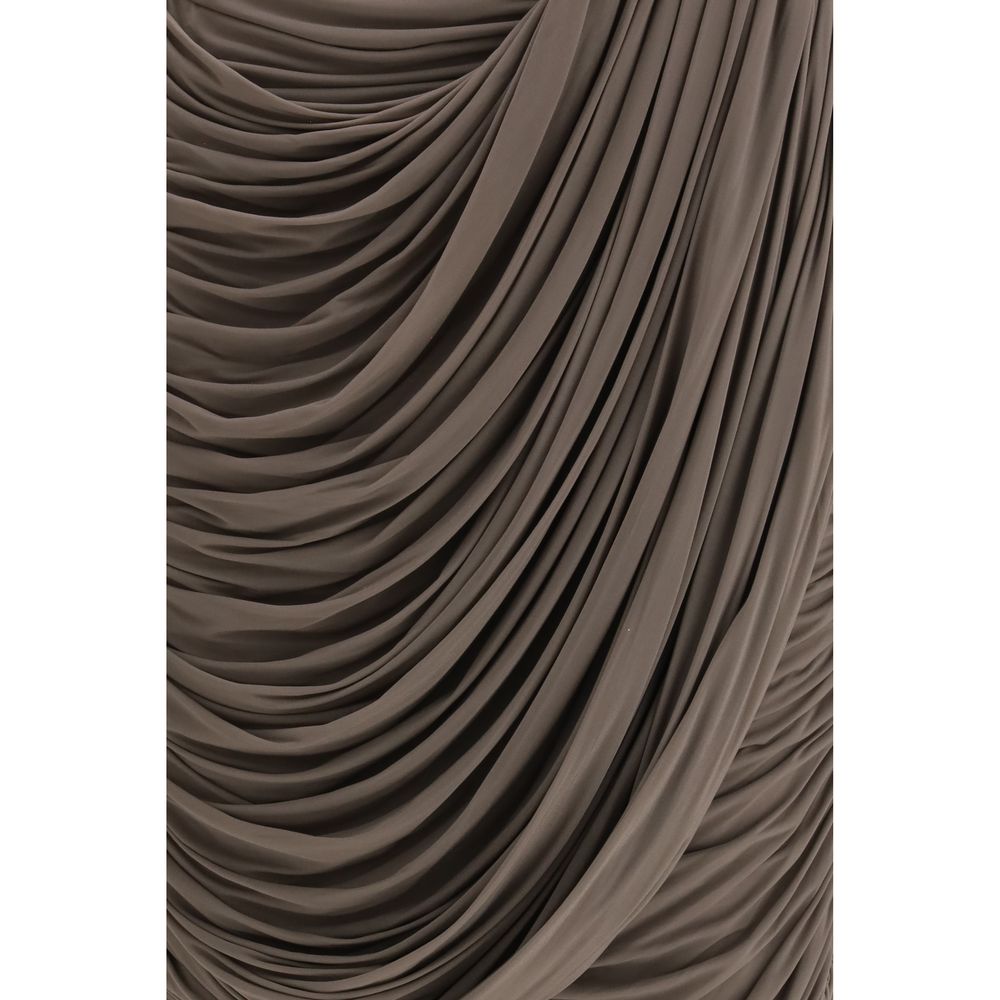 Magda Butrym Women's Gathered Cupro & Silk Midi Skirt - Brown Copper