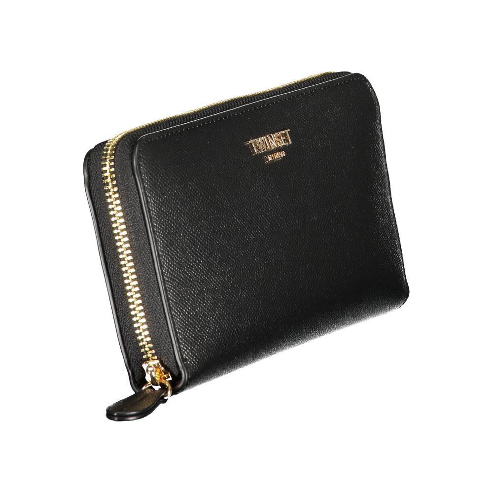 Cardholder Wallet by Twinset for women in polyurethane black & signature features a streamlined silhouette, showcasing the streamlined Polyurethane Cardholder Wallet design with sophisticated card-organization coin-purse for a premium look.