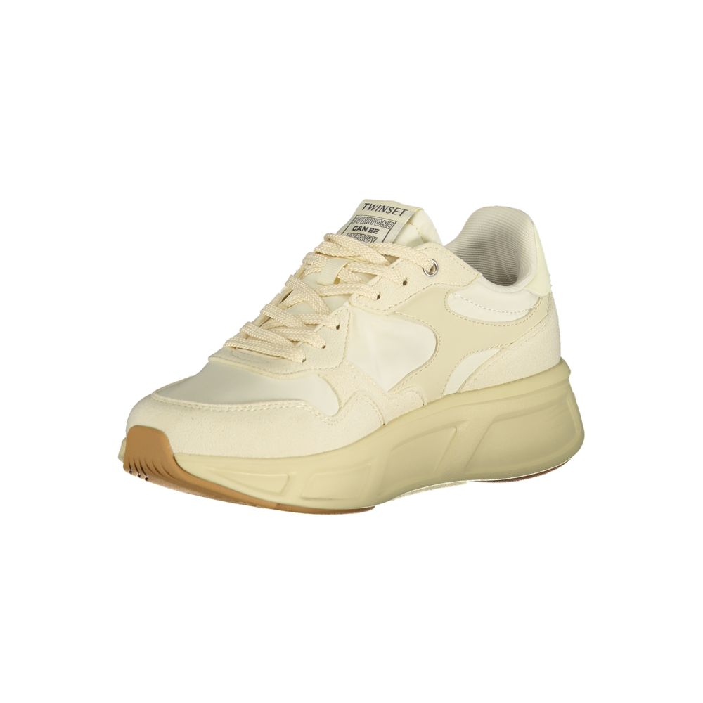 Athletic Sneakers by Twinset for women in polyurethane beige & print features an stately silhouette, showcasing the signature athletic style of the Women's Athletic Polyurethane Sneakers collection with a truly stately finish.
