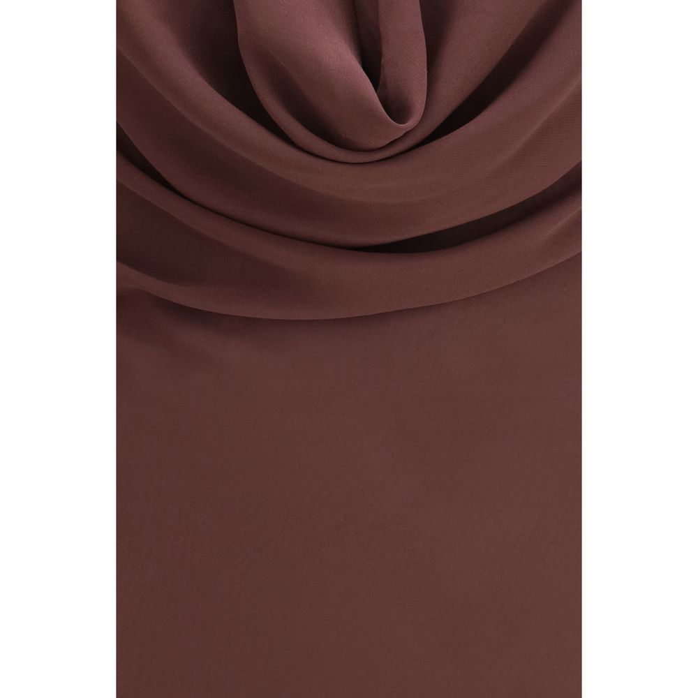 The Andamane Women's Sleeveless Silk Hooded Long Dress - Brown