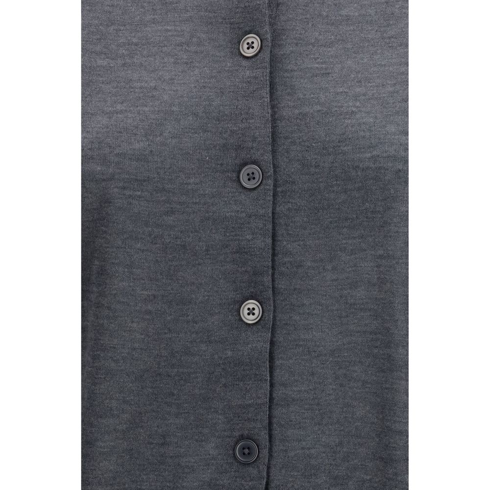 Loulou De Saison Lou Women's Straight Regular Fit Round Neck Cashmere Cardigan - Gray