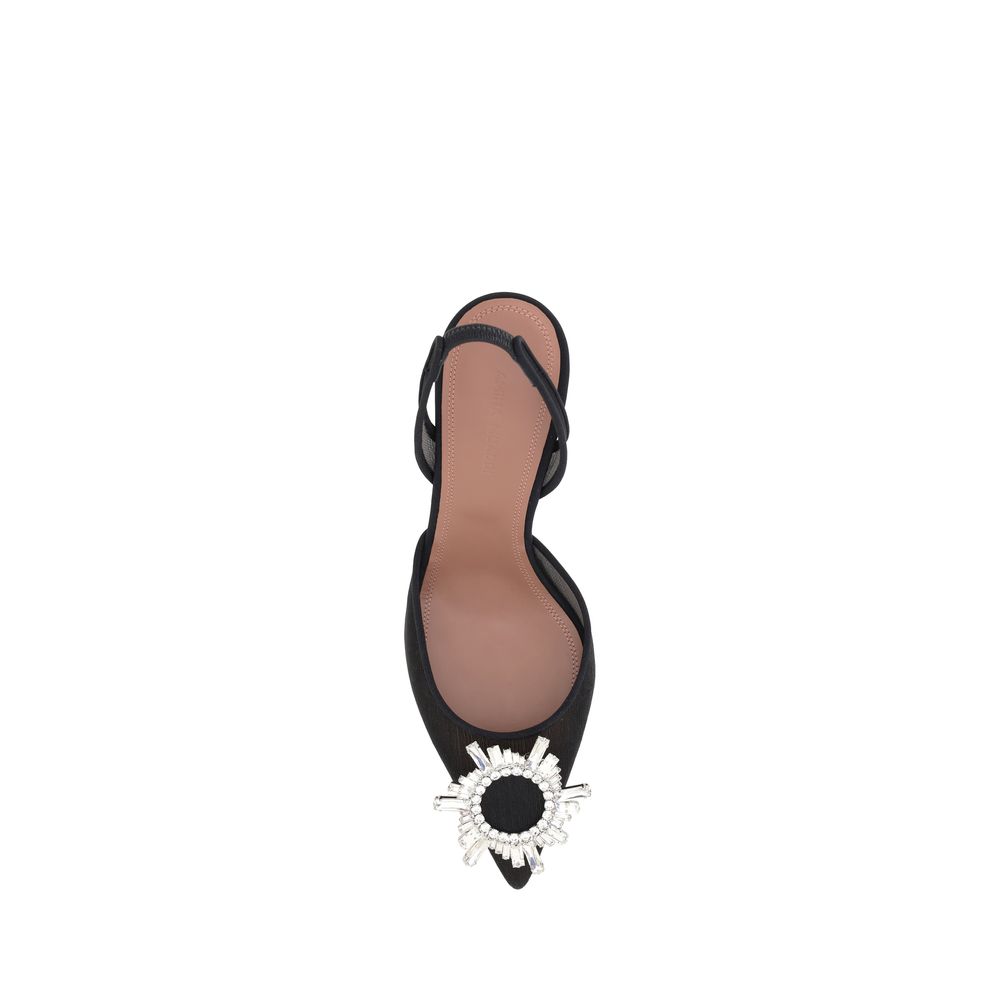 Amina Muaddi Black Polyester Pumps