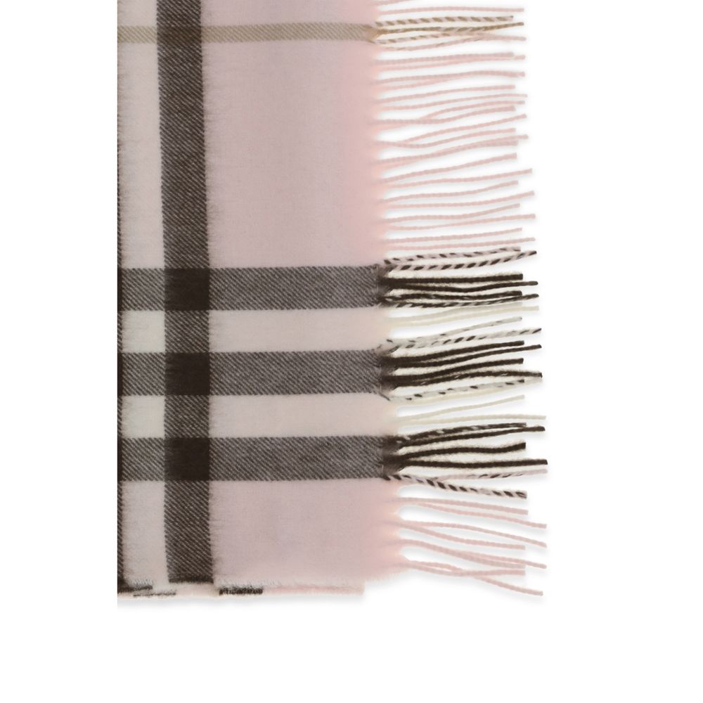 Burberry Cashmere Shawl Rectangular Fringes Frayed-Edge Scarf - Multicolor