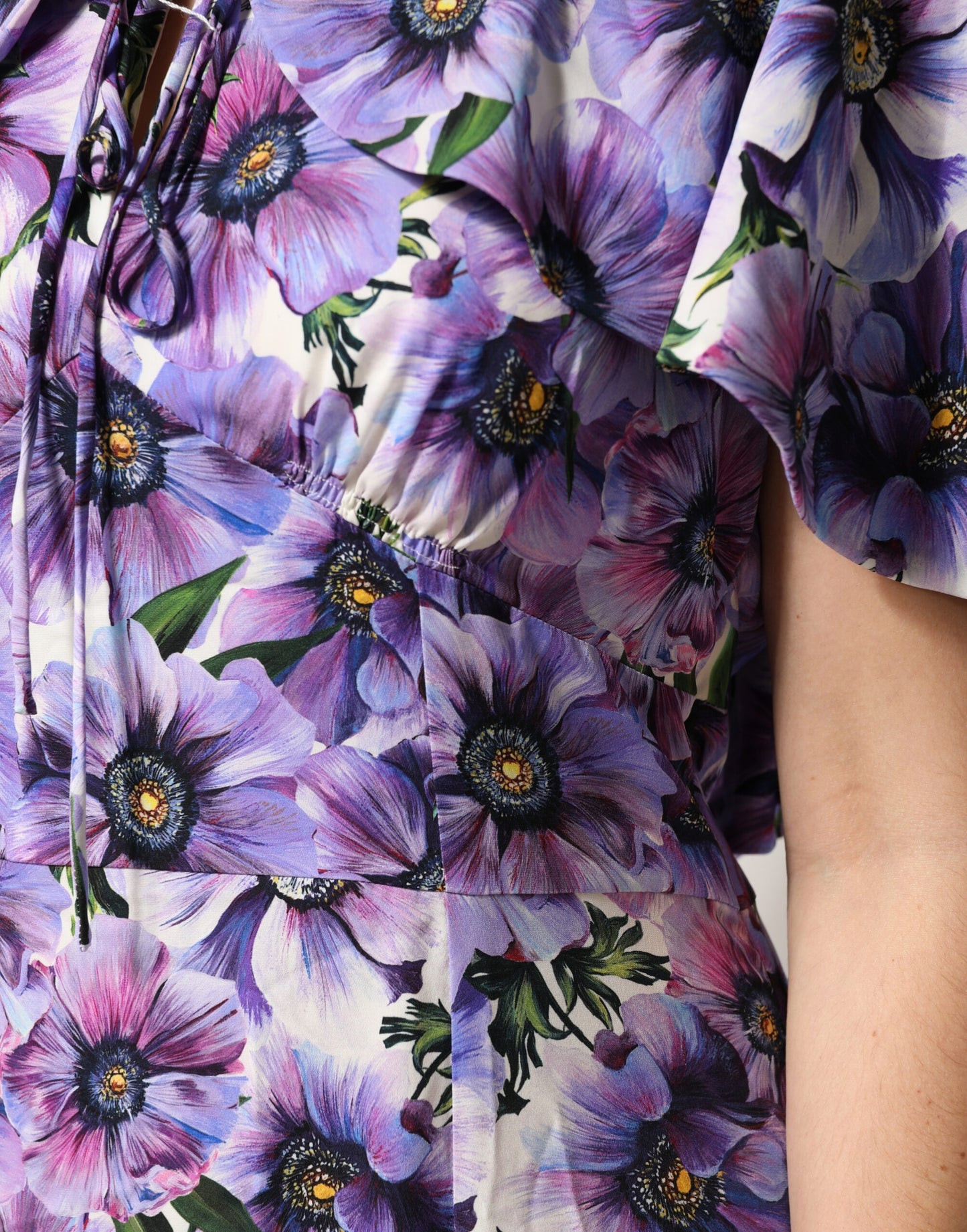 Dolce & Gabbana Purple Floral Silk Stretch Elegant Gown Dress