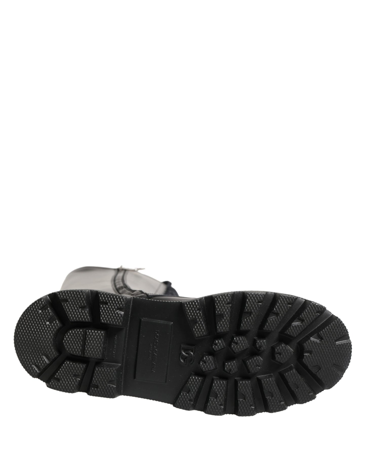 Dolce & Gabbana Black Leather Knee High Lace Up Boots Shoes