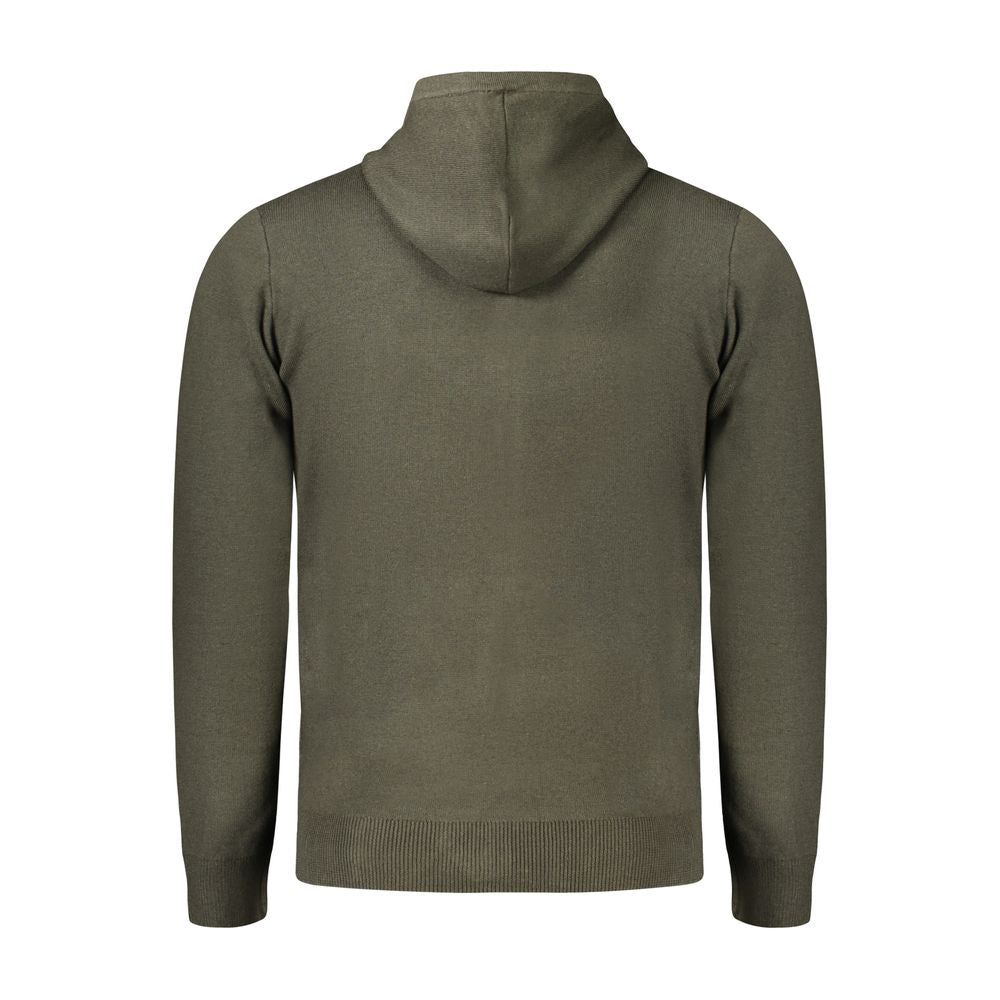 Hooded Cardigan by Norway 1963 for men in viscose polyester & polyamide green & signature features a dramatic silhouette, showcasing a sophisticated and dramatic detail for a timeless, premium look.