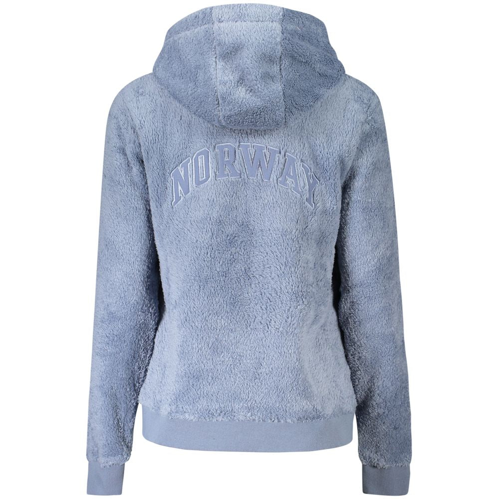 Hooded Overcoat by Norway 1963 for women in polyester blue showcases a architectural silhouette, artfully detailed with a distinctive hooded neckline and functional pockets & hooded for a architectural finish.